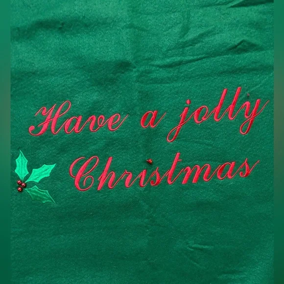 Holiday Giant Green Christmas Gift Bag with Holly Leaves & Tiny Ornament Accents - Picture 3 of 6